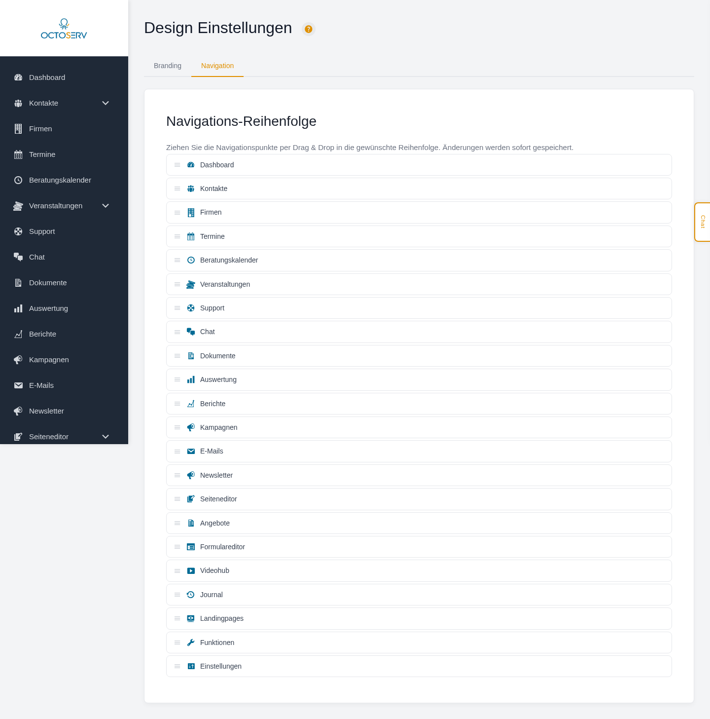 Navigations-Reihenfolge per Drag and Drop