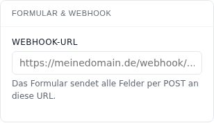 Karte Formular und Webhook mit Webhook-URL