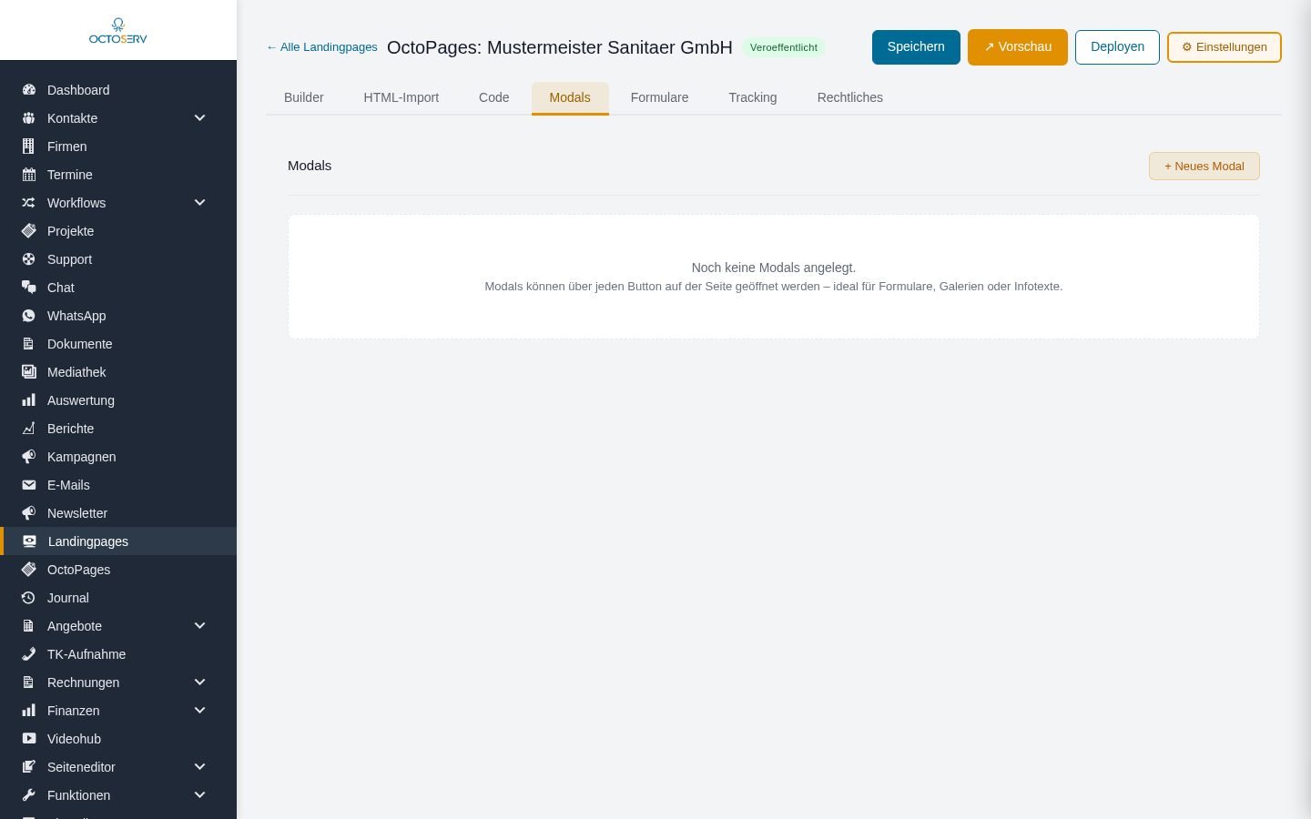 Reiter Modals mit dem Knopf Neues Modal