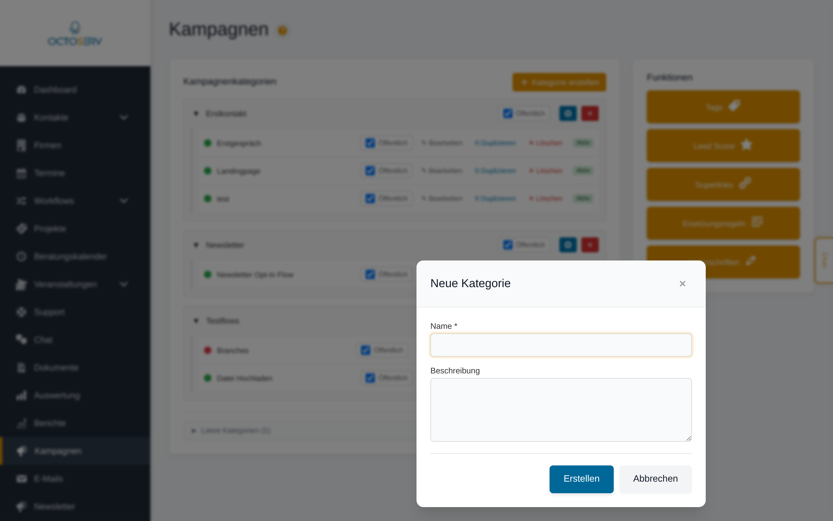 Kampagnenkategorie erstellen