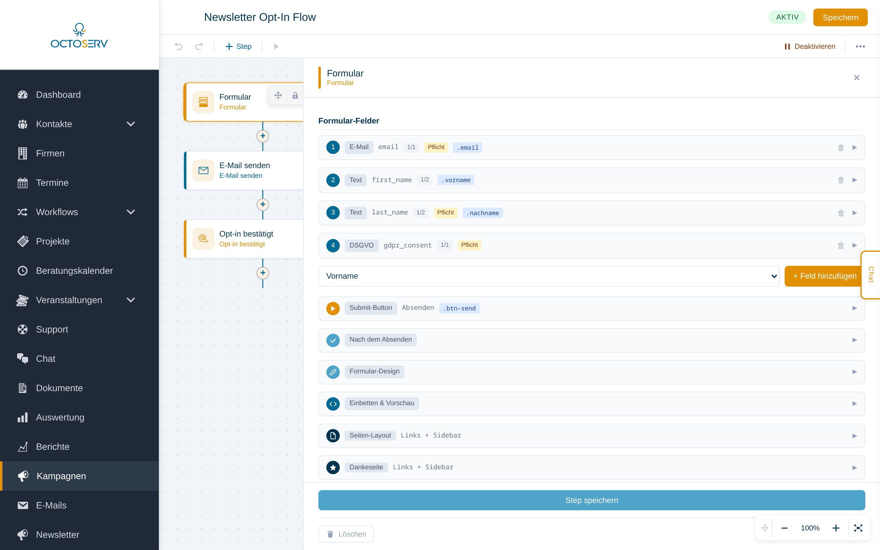 Formular-Trigger mit Formular-Builder