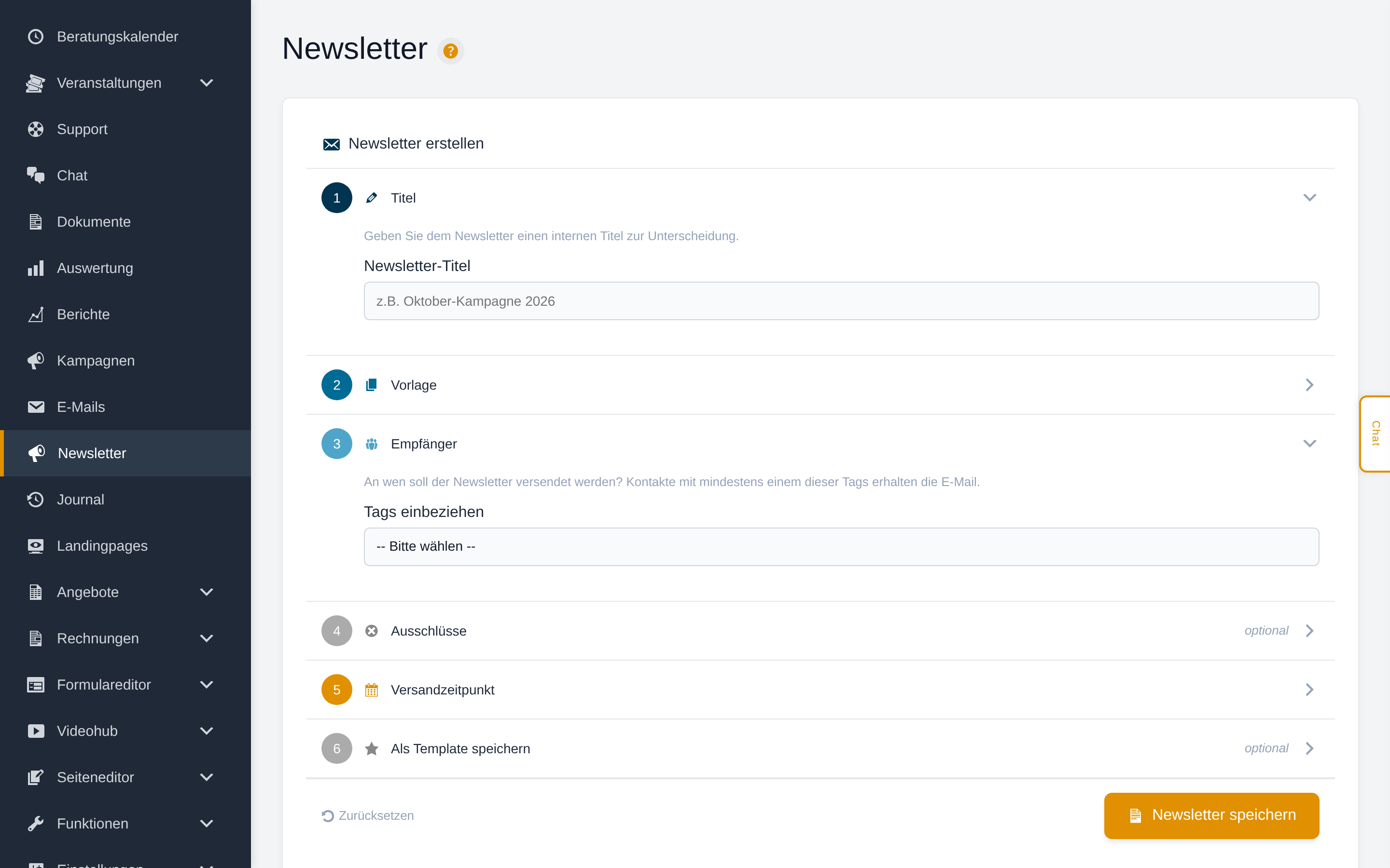 Newsletter Empf&auml;nger w&auml;hlen