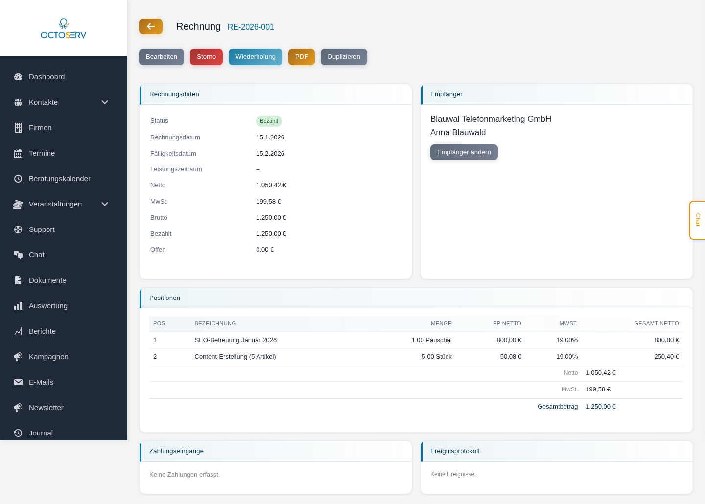 Status-Workflow einer Rechnung