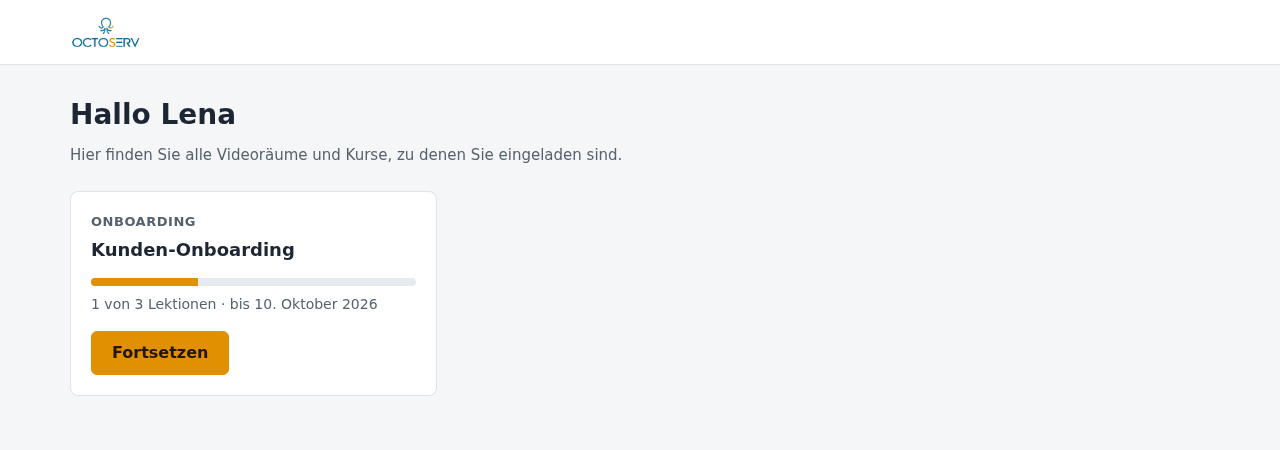 Mein Bereich mit Kurskarten, Fortschritt und Frist